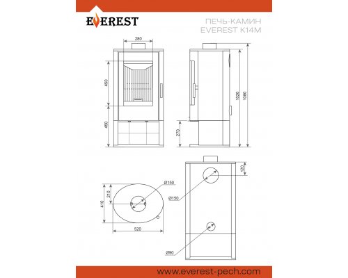 Печь-камин EVEREST K14M Б/У